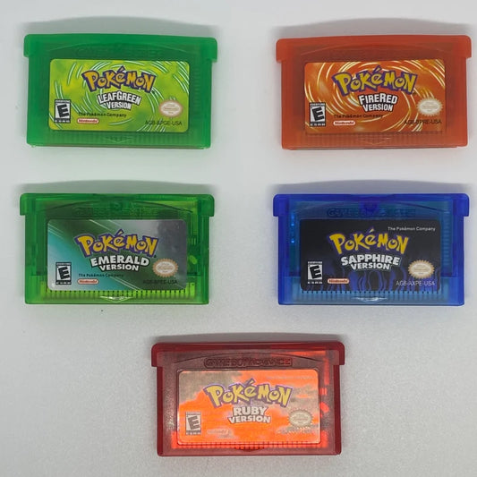 Pokemon Emerald, Ruby, Sapphire, Leaf Green, and Fire Red.